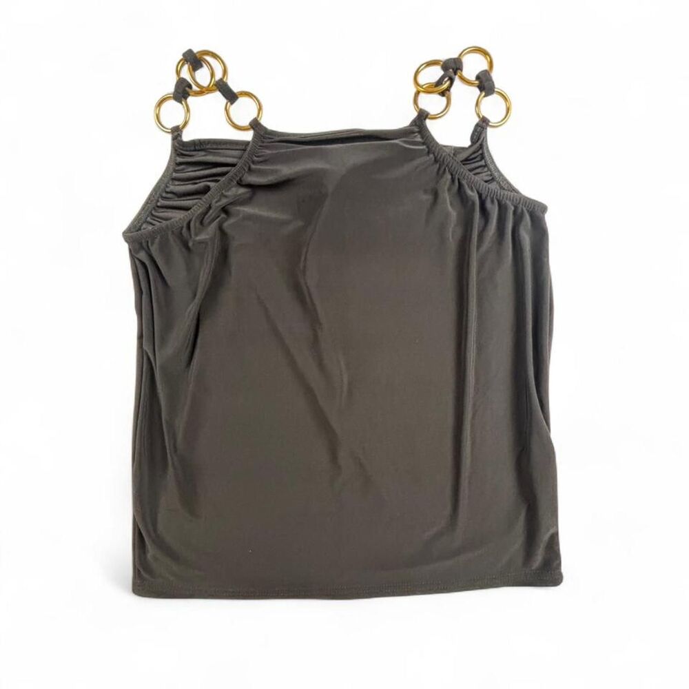 PrettyLittleThing Black Top Gold Ring Strap Womens 10 Going Out Party Glam